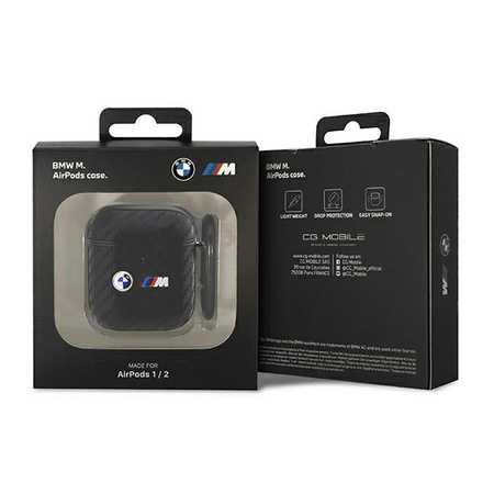 BMW Carbon Double Metal Logo - AirPods 1/2 gen Case (Black)
