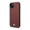 BMW Leder Diamond Pattern - iPhone 14 Tasche (bordeauxfarben)