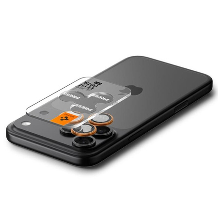 Spigen Optik Pro GLAS.TR EZ Fit Kameraschutz 2er-Pack - Glaslinsenschutz für iPhone 16 Pro / 16 Pro Max / 17 Pro / 17 Pro Max (2 Stück) (Orange)