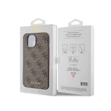 Guess 4G Metal Gold Logo - Coque iPhone 15 (marron)