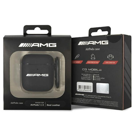 AMG Leather Big Logo - Pouzdro pro Apple AirPods (černé)