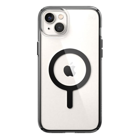 Speck Presidio Perfect-Clear with Impact Geometry + MagSafe - iPhone 14 Plus Case with MICROBAN Coating (Clear / Black)