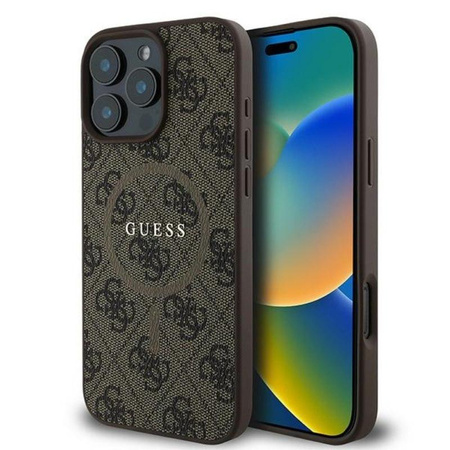 Guess 4G Ring Classic Logo MagSafe - iPhone 16 Pro Tasche (braun)