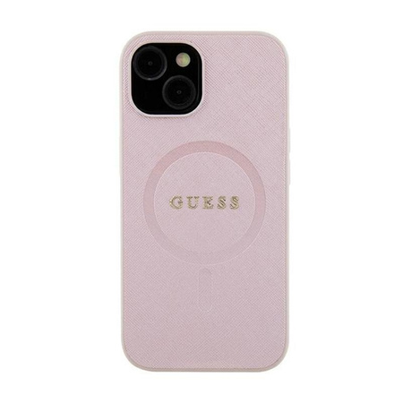 Guess Saffiano MagSafe - pouzdro pro iPhone 15 Plus (růžové)