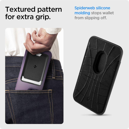 PORTFEL SPIGEN MAGSAFE NA KARTY, DO IPHONE, Dokumenty, Magnetyczny, Czarny