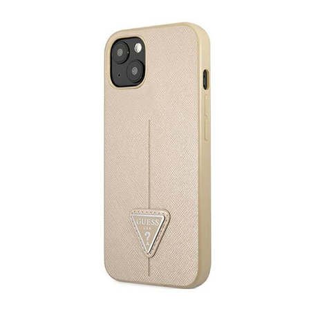 Guess Saffiano Triangle Logo Case - Hülle für iPhone 14 (Beige)