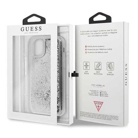 Guess Liquid Glitter Hearts - iPhone 11 Case (silver)