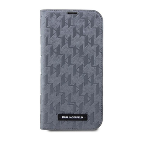 Karl Lagerfeld Booktype Saffiano Monogram - iPhone 14 Pro Max tok (Ezüst)