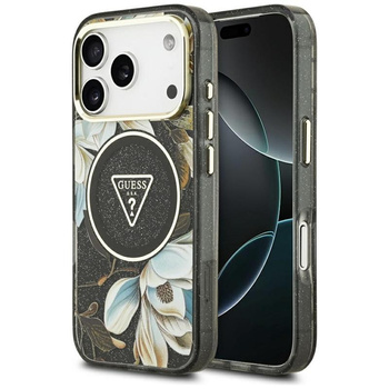 ETUI DO IPHONE 17 PRO do MAGSAFE GUESS CZARNE ORYGINALNE ELEGANCKIE KWIATY