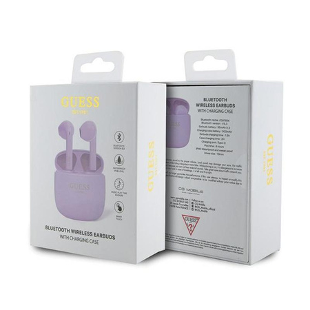 Guess True Wireless Script Logo BT5.3 - TWS casque + étui de chargement (violet)