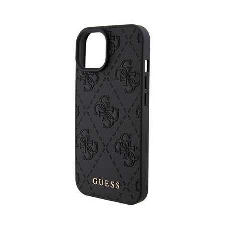 Guess Leather 4G Stamped - Etui iPhone 15 (czarny)