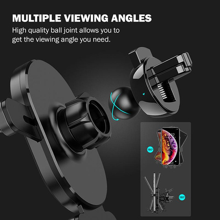 Držák do auta Crong Gravity Auto-Lock – Gravitační držák do auta pro telefony 4,7”-6,5” (černý)