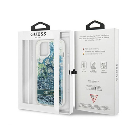 Guess Liquid Glitter Flower - iPhone 13 mini tok (kék/zöld)