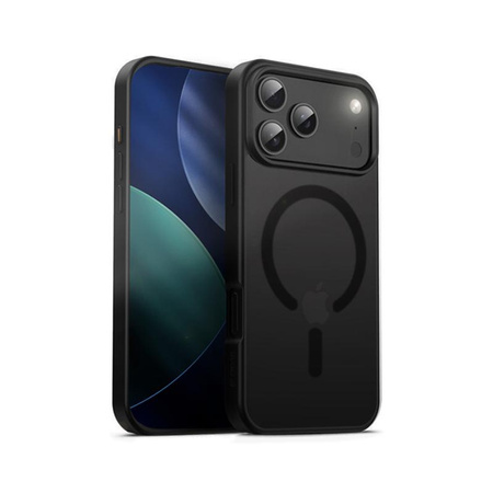 Crong Hybrid Frost MAG Cover - Custodia MagSafe per iPhone 17 Pro Max (Nero)