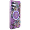 Guess Glitter Flowers Triangle Buttons MagSafe - Case for Samsung Galaxy S25 Ultra (purple)