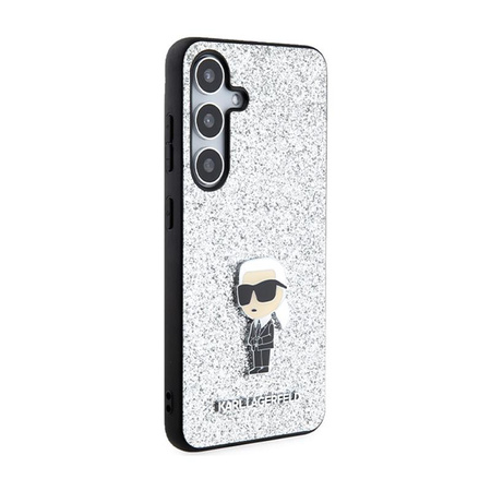 Karl Lagerfeld Fixed Glitter Ikonik Logo Metal Pin - Samsung Galaxy S24+ Case (Silver)
