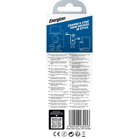 Energizer Ultimate - USB-C to USB-C 100W connection cable 2m (Black)