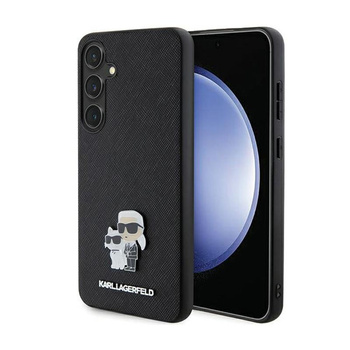 Karl Lagerfeld Saffiano Karl & Choupette Metallnadel - Samsung Galaxy S24 Tasche (schwarz)