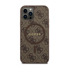 Guess 4G Collection Leder Metall Logo MagSafe - iPhone 12 / iPhone 12 Pro Tasche (braun)