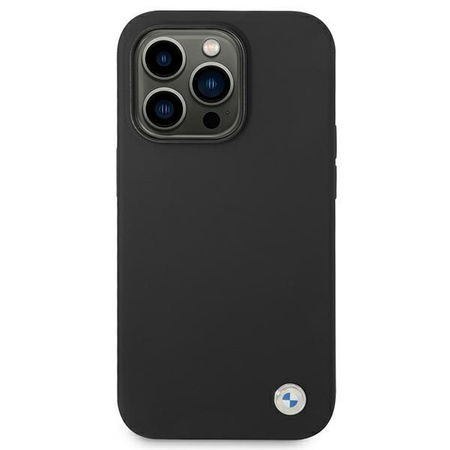 BMW Liquid Silicone Case Metal Logo - iPhone 14 Pro Max Case (Black)