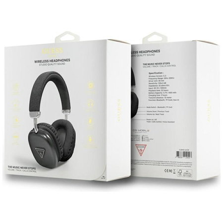 SŁUCHAWKI BEZPRZEWODOWE GUESS NAUSZNE, z Mikrofonem, Bluetooth V5.3, Czarne