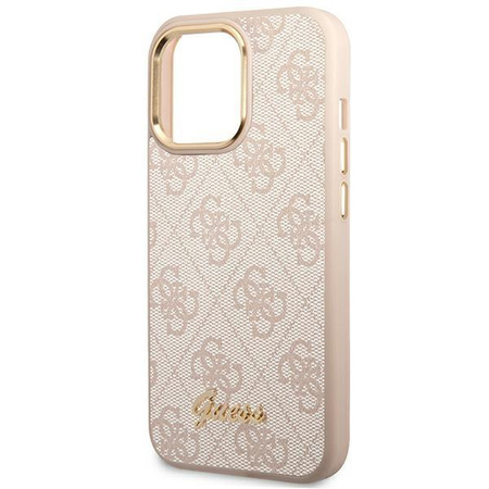 Guess 4G Metallgehäuse mit Kamera-Umriss - iPhone 14 Pro Max Gehäuse (Pink)