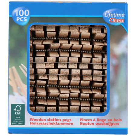 Lifetime - Laundry clips / clips natural wood 100 pcs.