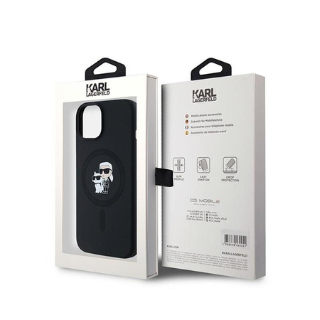 Karl Lagerfeld Silicone Karl & Choupette MagSafe - Hülle für iPhone 15 Plus / 14 Plus (Schwarz)