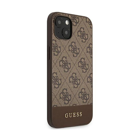 Guess 4G Bottom Stripe Collection - Coque pour iPhone 13 (marron)