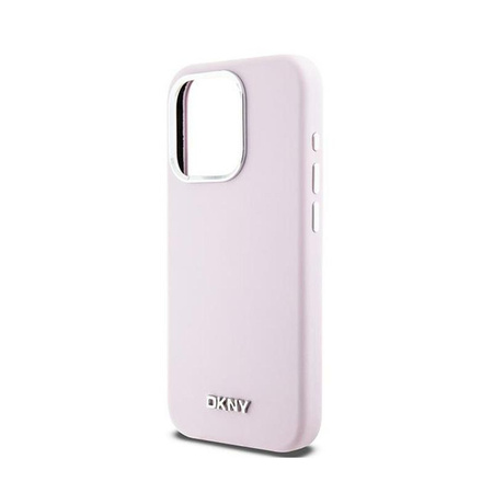 DKNY Liquid Silicone Small Metal Logo MagSafe - pouzdro pro iPhone 14 Pro (růžové)
