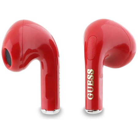 Guess fényes hatású nyomtatott klasszikus logó és báj - TWS Bluetooth fejhallgató + töltőtáska (piros)