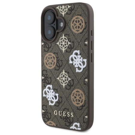 Guess Pfingstrose auf 4G Hintergrund MagSafe - iPhone 16 Tasche (braun)