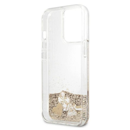 Guess Liquid Glitter Charms - Coque iPhone 13 Pro Max (Or)