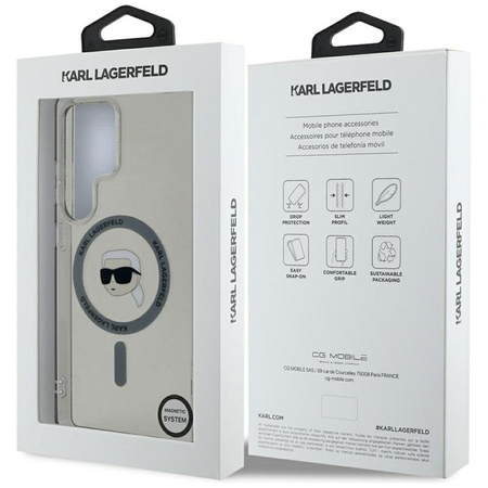 Karl Lagerfeld Button Karl Head Printed Logo MagSafe - Pouzdro pro Samsung Galaxy S25 Ultra (Černé)