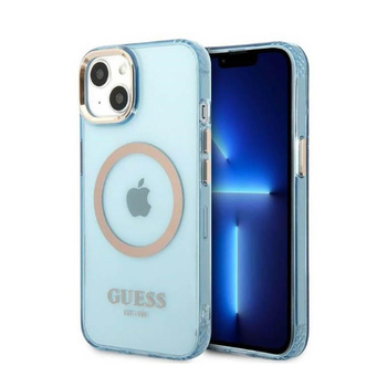 Guess Gold Outline áttetsző MagSafe - iPhone 13 tok (kék)