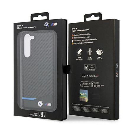 BMW Leather Carbon Blue Line - Etui pour Samsung Galaxy S23+ (noir)