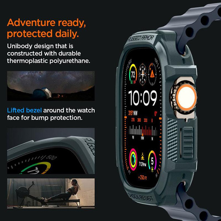 Spigen Rugged Armor - tok Apple Watch Ultra 1/2 49 mm-es órához (Abyss Green)