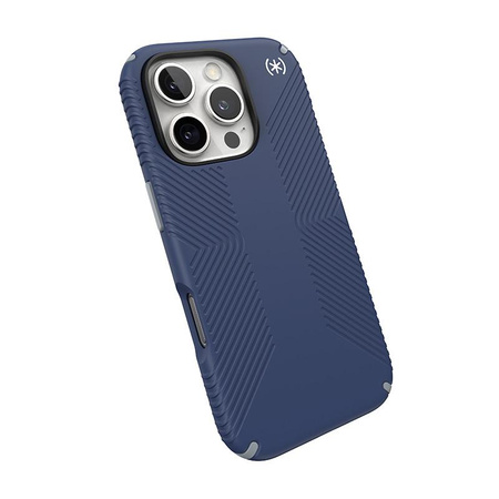 Speck Presidio2 Grip - pouzdro pro iPhone 16 Pro (pobřežní modrá / prachově šedá / bílá)