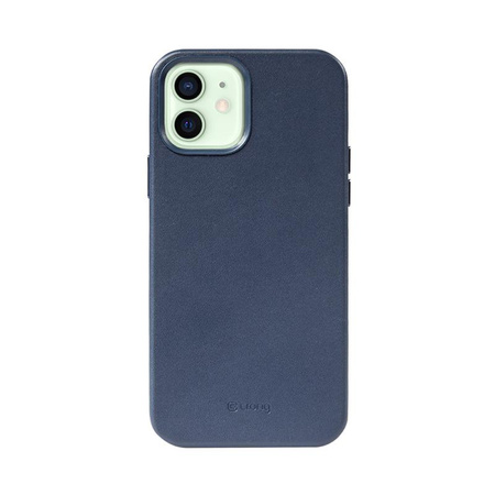 Crong Essential Cover Magnetic - iPhone 12 / iPhone 12 Pro MagSafe bőr tok (sötétkék)