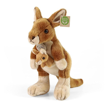 Rappa - Mascotte en peluche réaliste Kangourou avec bébé 27 cm Respect de l'environnement