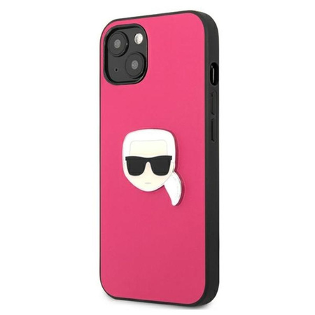 Karl Lagerfeld PU Leder Karl's Head Metall - iPhone 13 Tasche (rosa)
