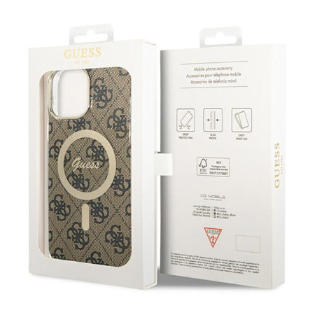 Guess 4G MagSafe - Étui pour iPhone 13 Pro Max (Marron)