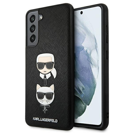 Karl Lagerfeld Saffiano Karl & Choupette Heads - pouzdro pro Samsung Galaxy S21 FE (černé)