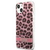 Guess Leopard Electro Stripe - pouzdro pro iPhone 13 (růžové)