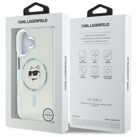 Karl Lagerfeld IML Metal Choupette Head MagSafe - Pouzdro pro iPhone 16 Plus (bílé)