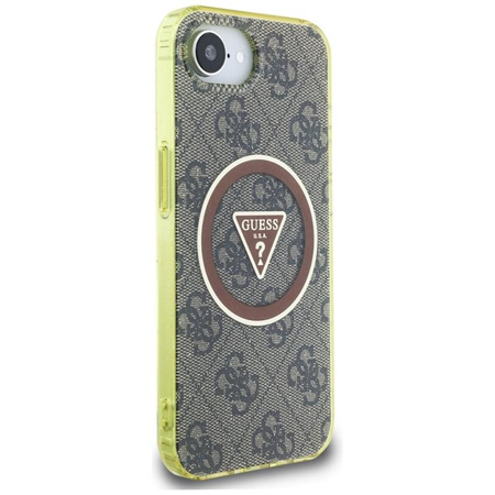 Guess IML Metal Glitter 4G Circle Triangle MagSafe - étui pour iPhone 16e (marron)