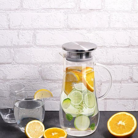 KARAFKA Z POKRYWKĄ NA WODĘ HERBATĘ ALPINA ZE SZKŁA BOROKRZEMOWEGO Z UCHYWYTEM 1.4 L