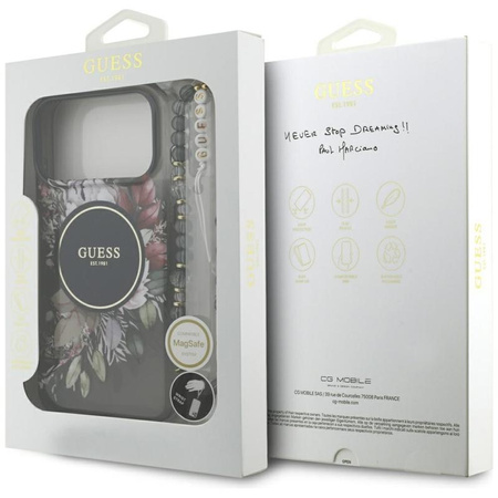 ETUI DO IPHONE 17 PRO MAX do MAGSAFE GUESS CZARNE ORYGINALNE ZE SMYCZĄ CASE