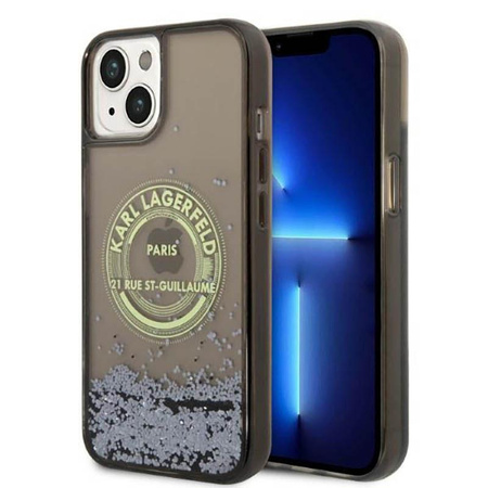 Karl Lagerfeld Liquid Glitter Round RSG Logo Case - pouzdro pro iPhone 14 (černé)