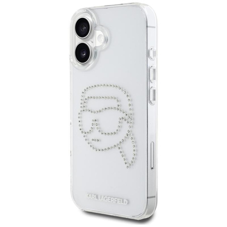 Karl Lagerfeld IML Rhinestones Karl Head - Hülle für iPhone 16 (transparent)
